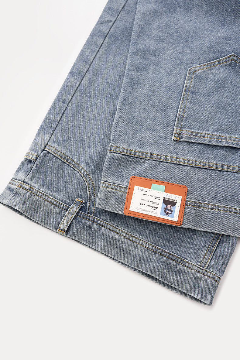 INF Anti-structure washing seven-point denim shorts