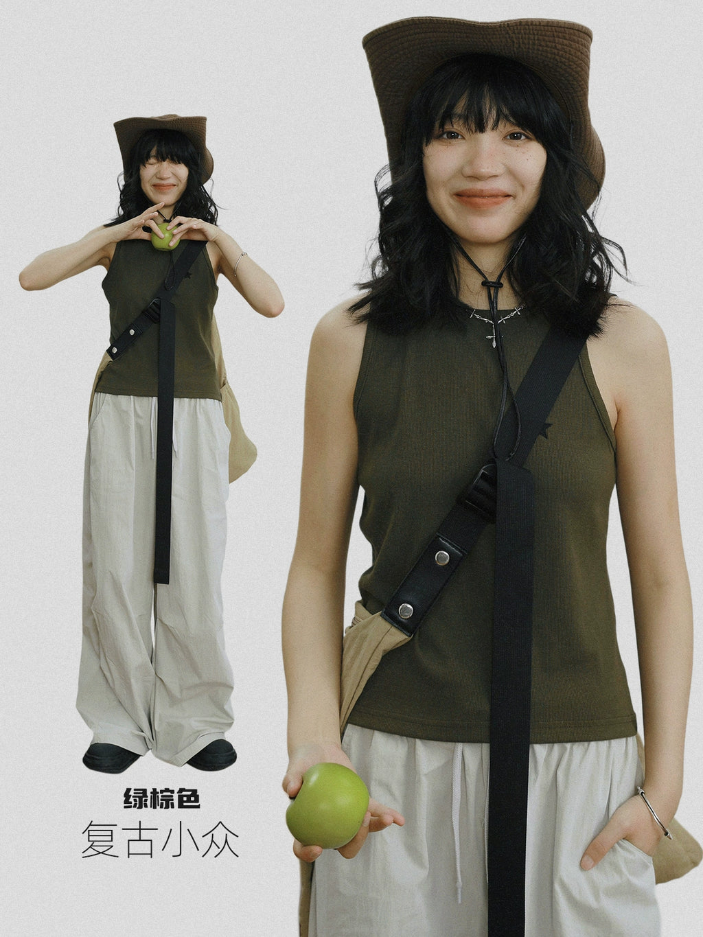 STILLYOU Versatile Asymmetrical Shoulder Strap Embroidered Knitted Vest