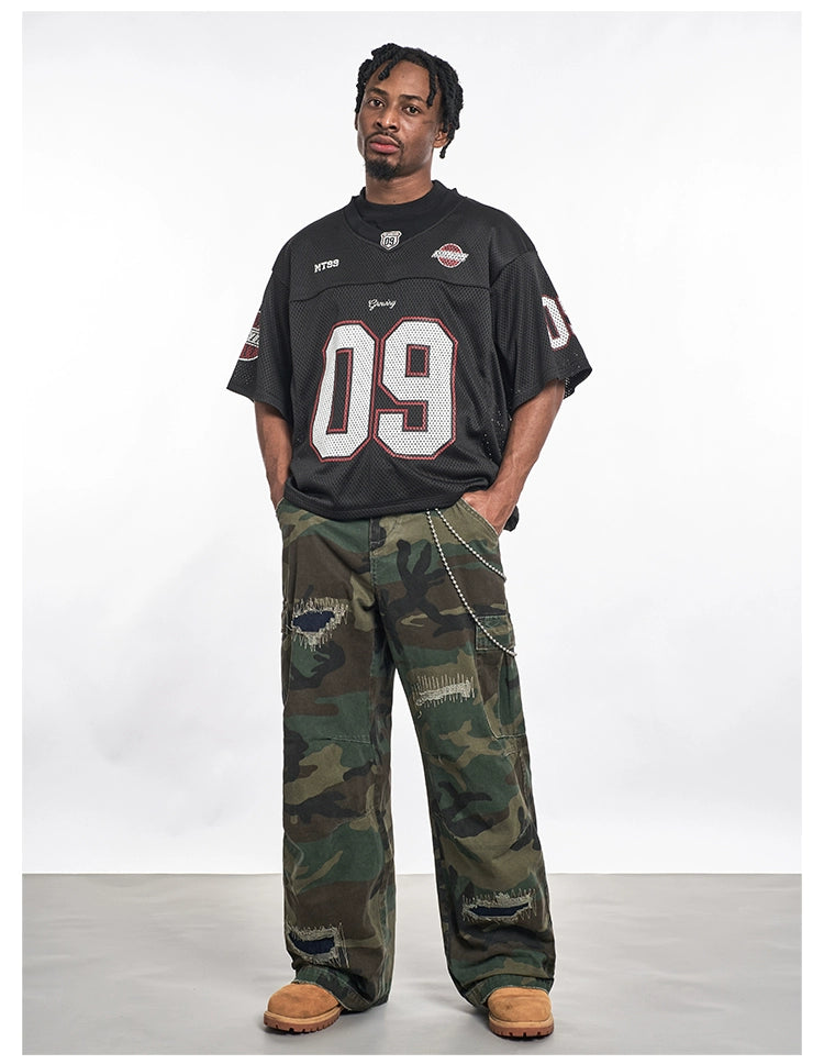 MT99 Collar 09 Letter Printed Breathable Tee