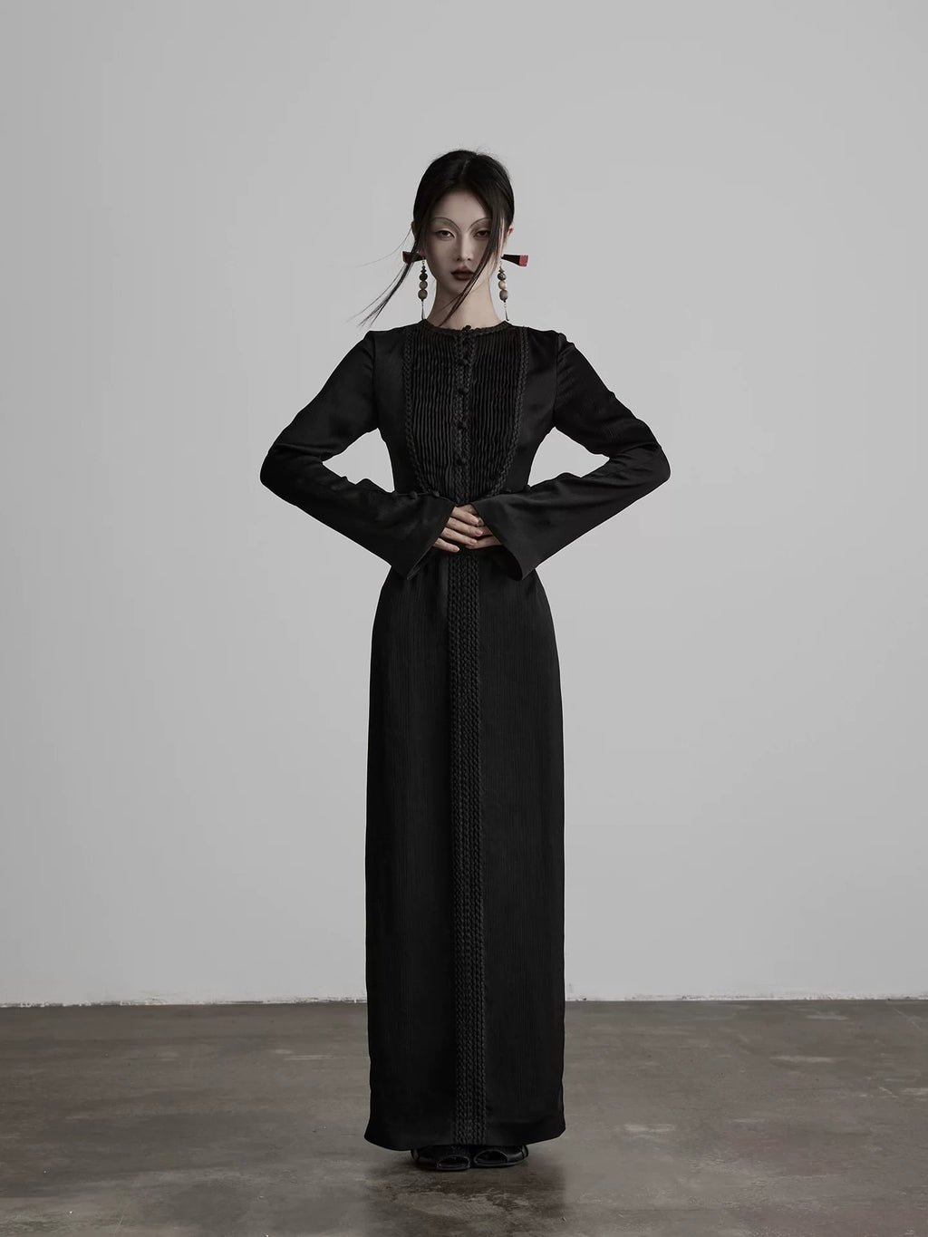 INDULGE Crew Neck Slim Sleeve Long Sleeve Dress