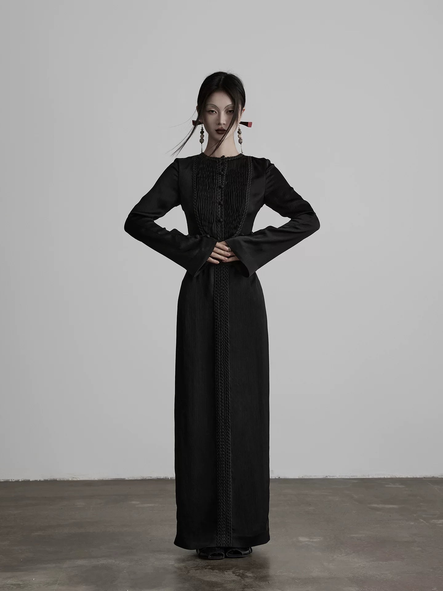 INDULGE Crew Neck Slim Sleeve Long Sleeve Dress