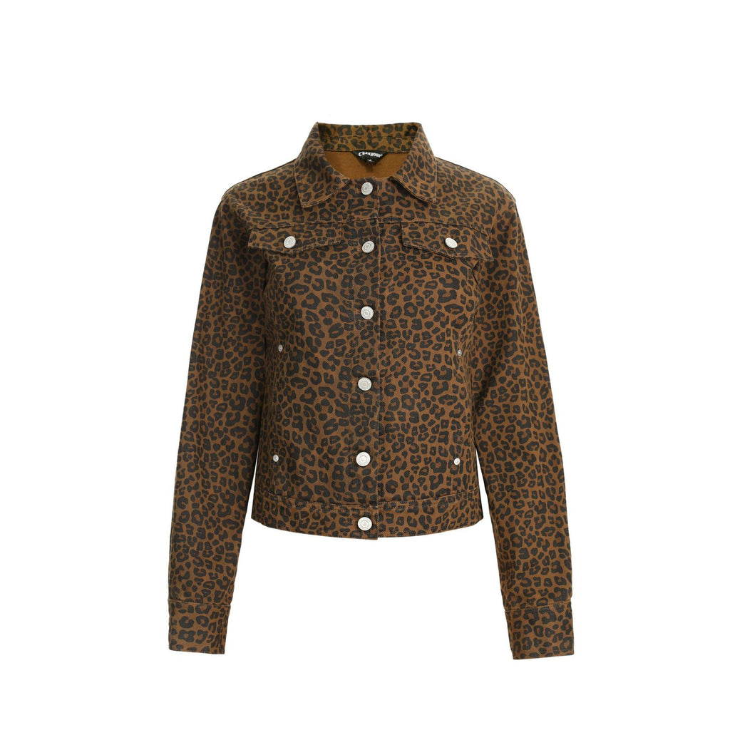 CHANYOOU Vintage Lapel Leopard Print Short Jacket