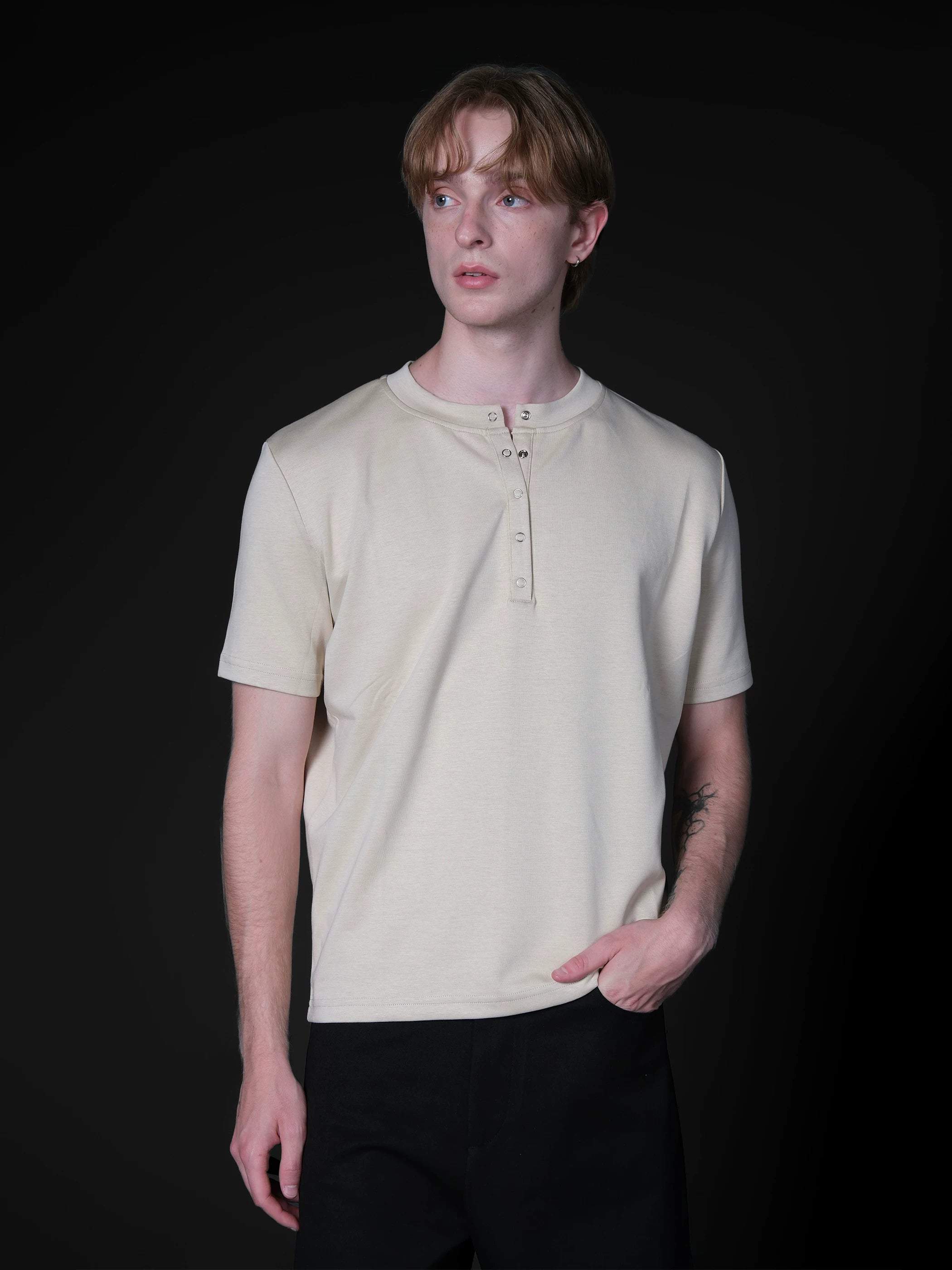 Set for life Modal Cloud Sense Henry Collar Short Sleeve