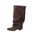 Mooreyu Retro Pointed Knight Hottie Thick Heel Boots
