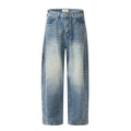 11KN American Retro Washed Blue Loose and Casual Cleanfit Pants Cross-border Jeans