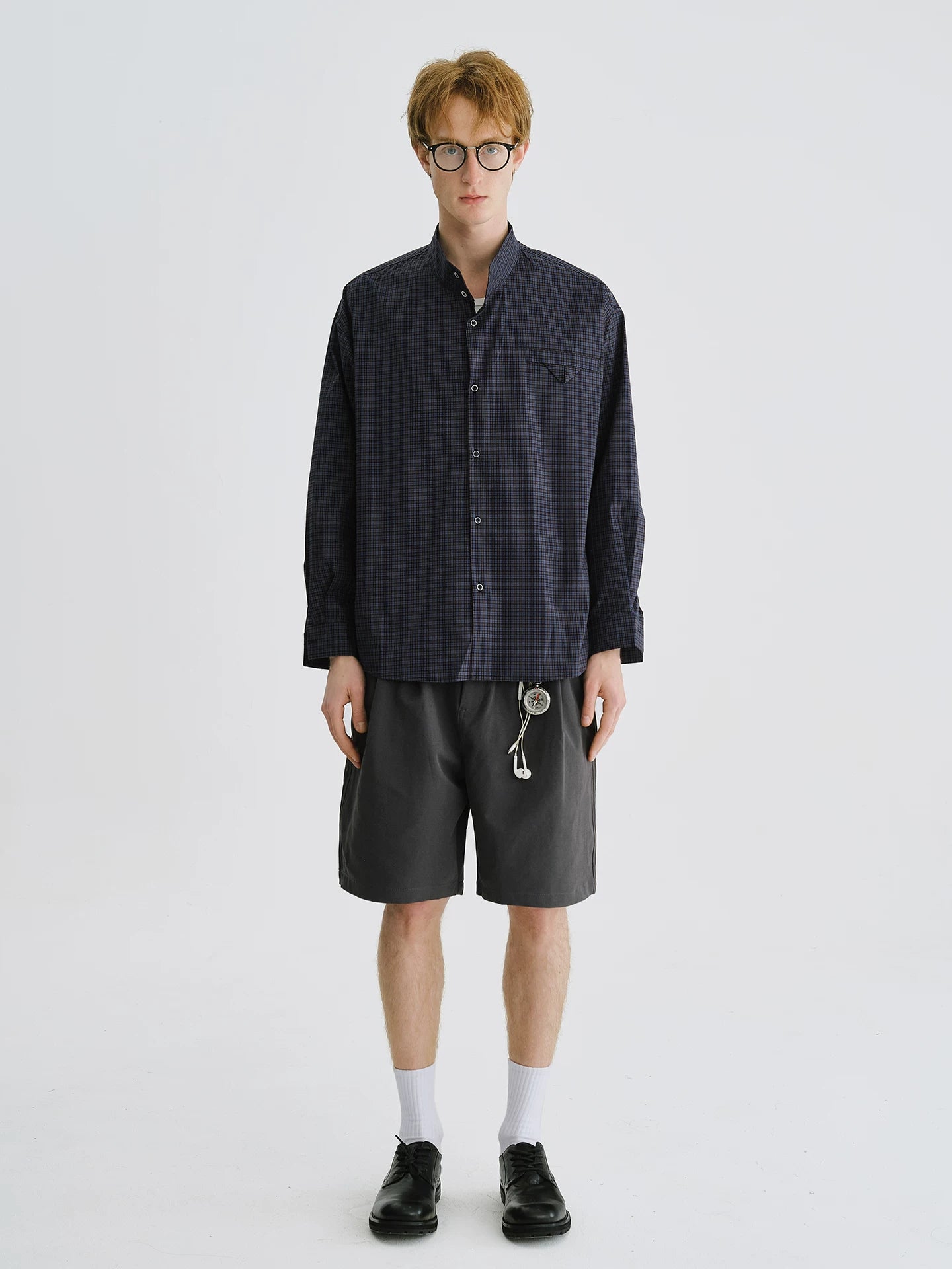 LIVINGTOWN Loose Plaid Long-sleeved Shirt
