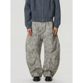 BTSG Vintage Pleated Leopard Wide-leg Jeans