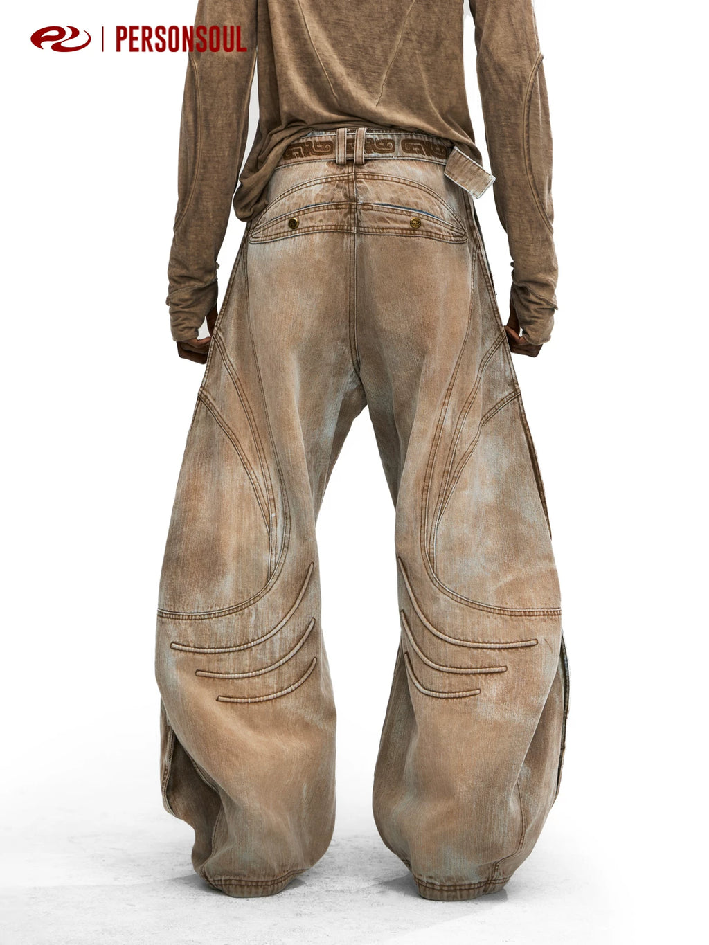 PERSONSOUL Ruiniao Xiang Pattern Scimitar Jeans