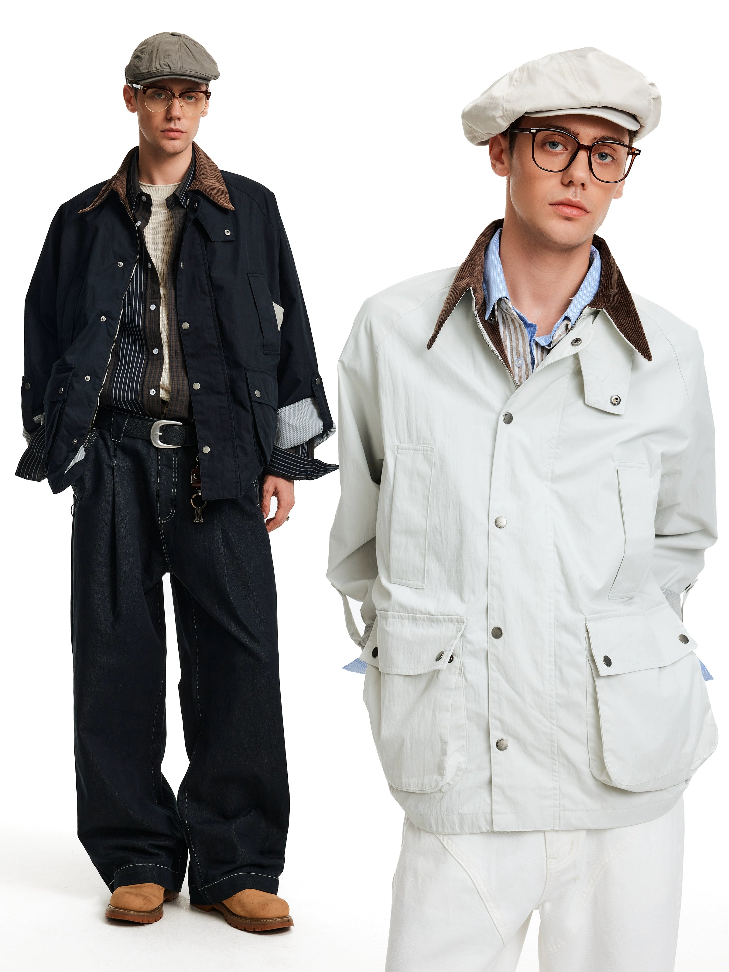 MADWITCH Vintage Stitched Corduroy Collar Jacket