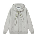 Harshandcruel Detachable Floral Embroidery Bow Tie Hoodie