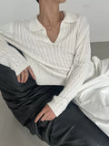 COLN Deep V Lapel Twist Knitted Sweater