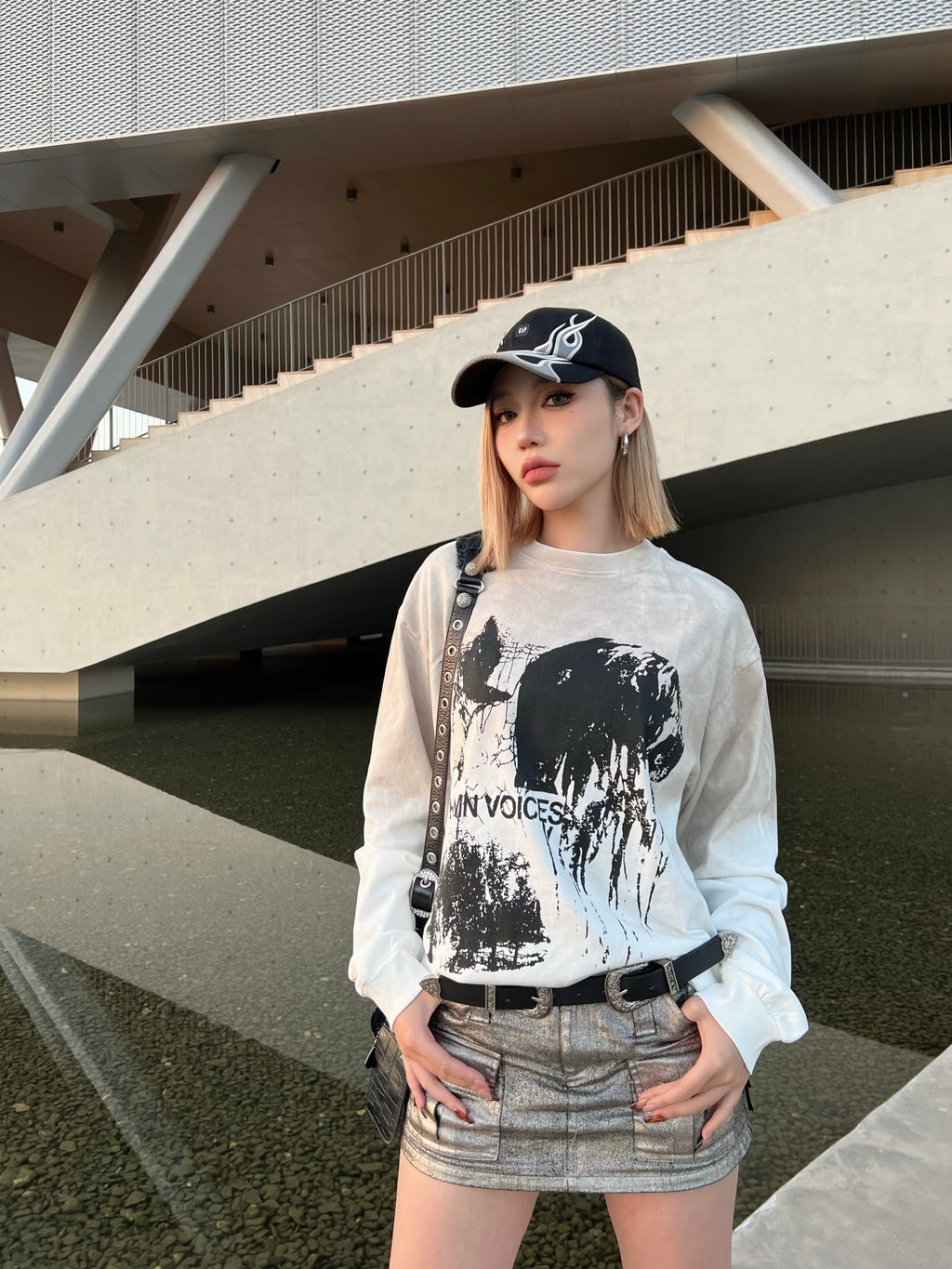 Human Voices Washed Dirty Dyed Old Long Sleeve Tee