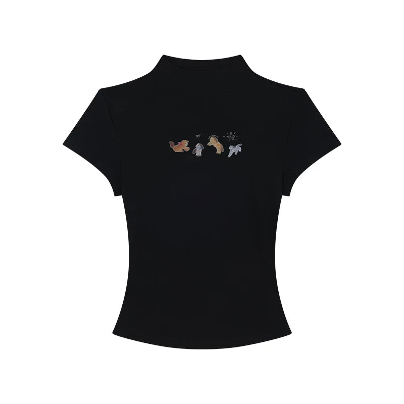 Ablueberry Slim Casual Short Tee