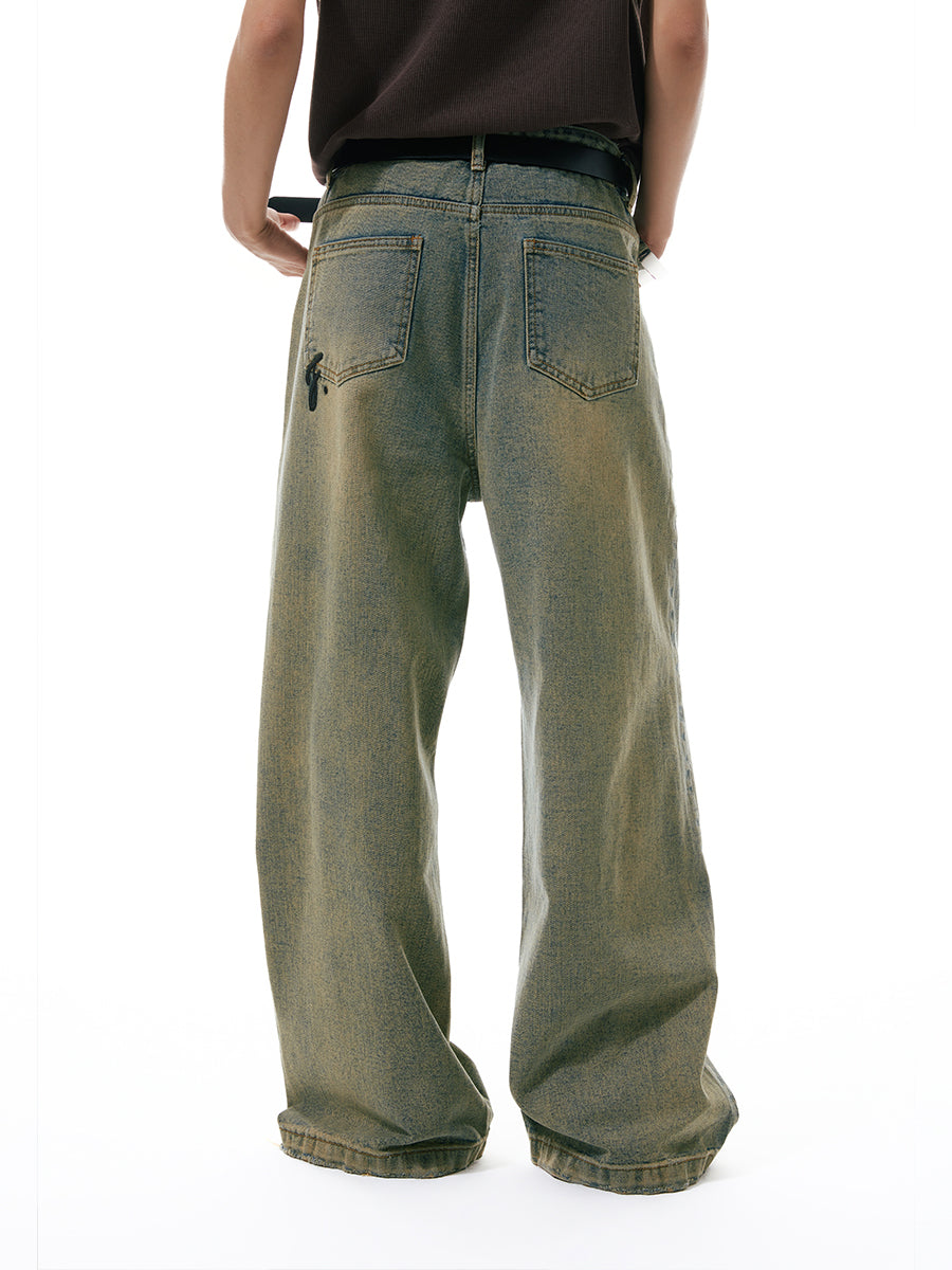 FUNKYFUN Ripped Edged Straight Jeans