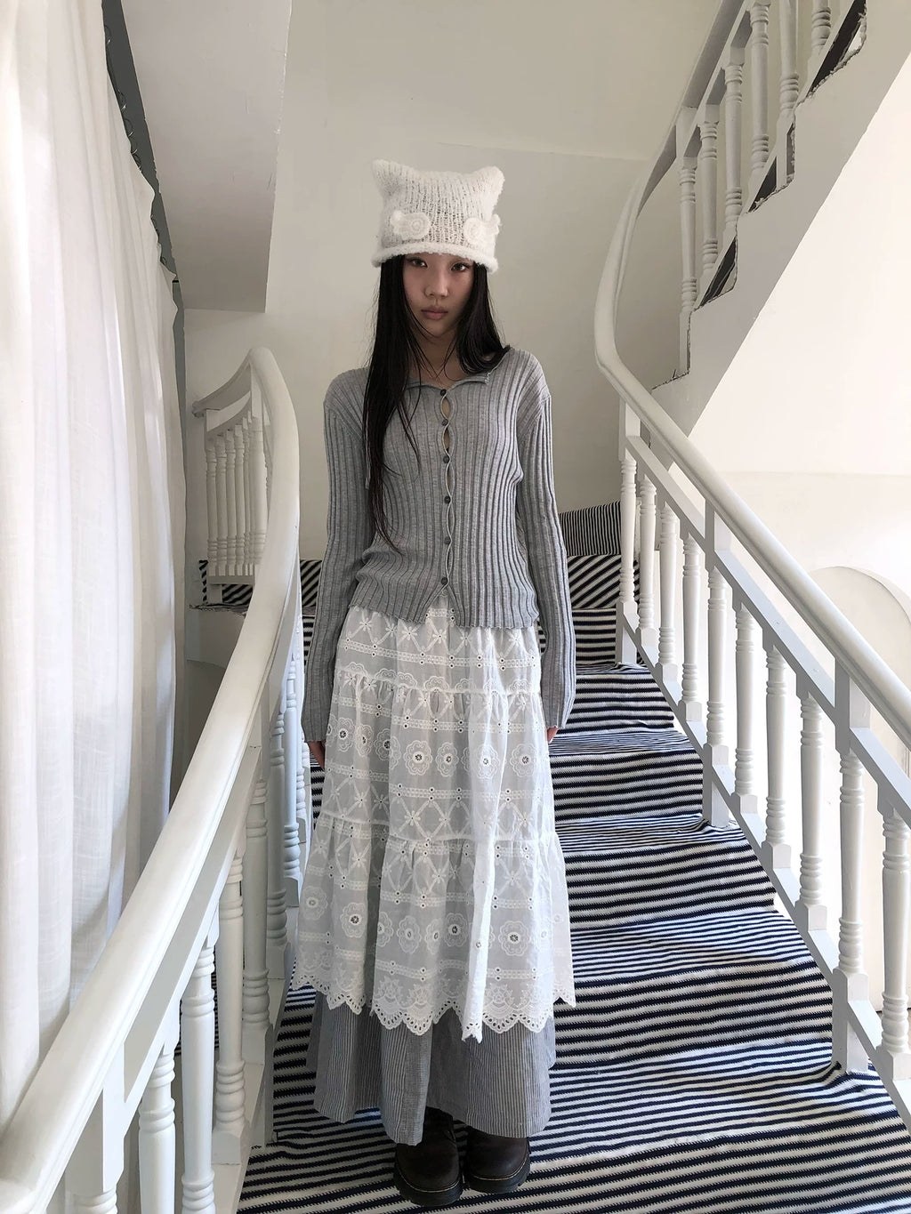 Ang:project Openwork Embroidered Strappy Fart Curtain Skirt