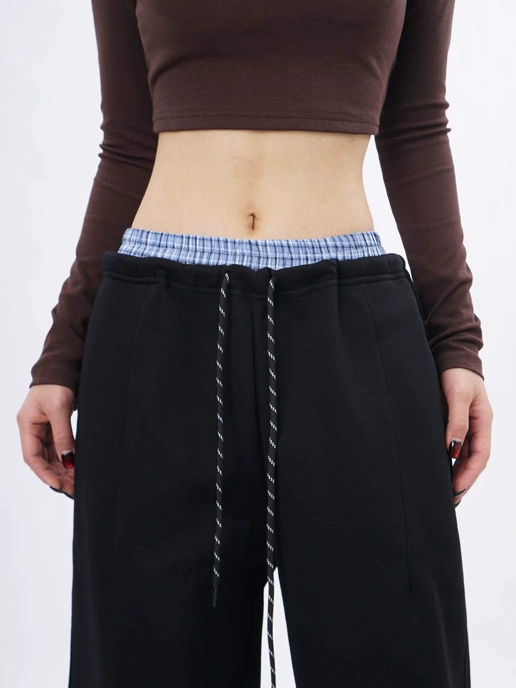 SAMUSAN Double Waist Loose Drape Floor Straight Tote pants