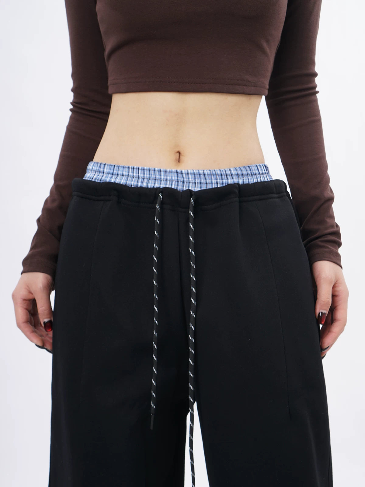 SAMUSAN Double Waist Loose Drape Floor Straight Tote pants