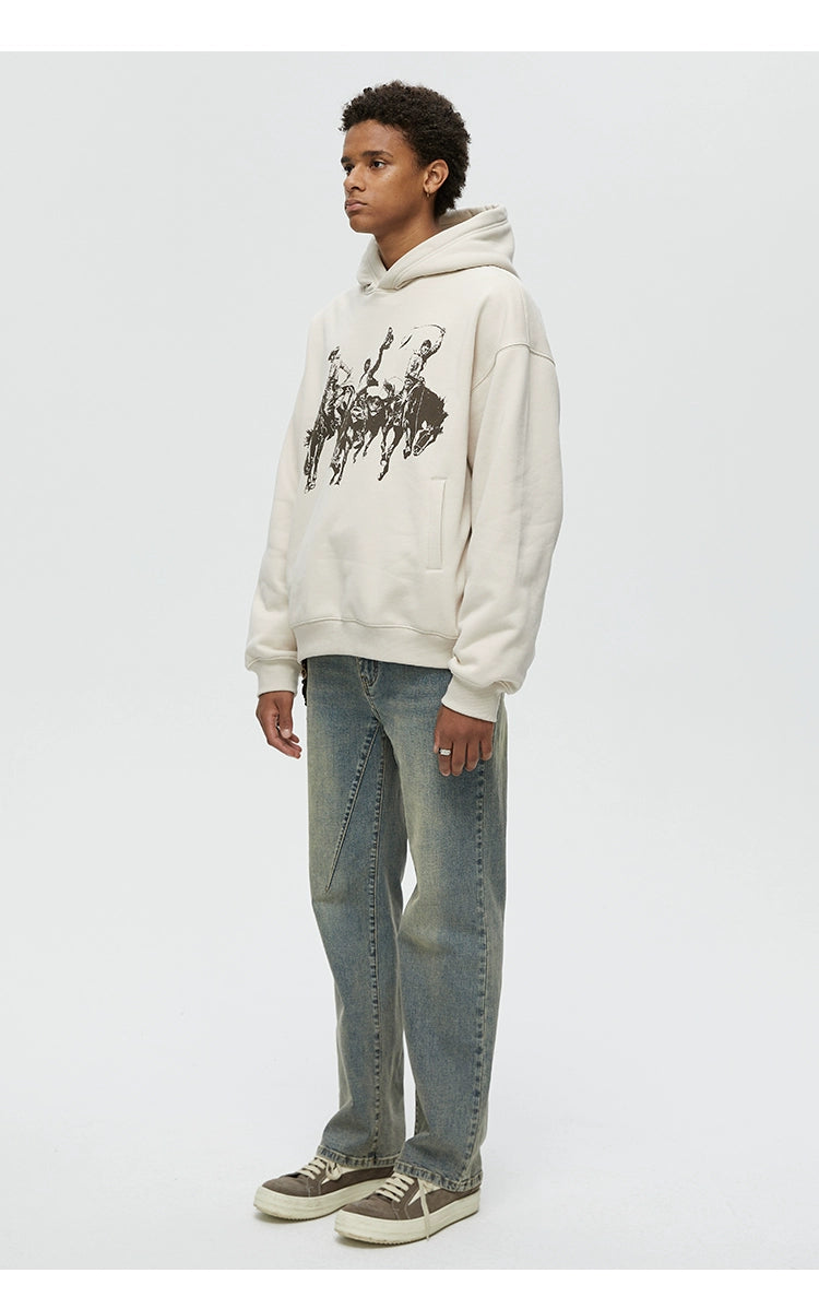 KREATE Drape Vintage Print Hooded Sweater