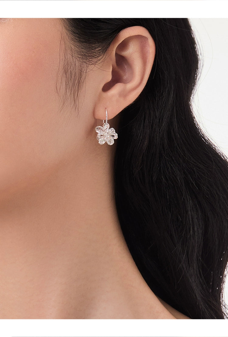 ZEGL Real Willow Flash Zirconium Flower Earrings