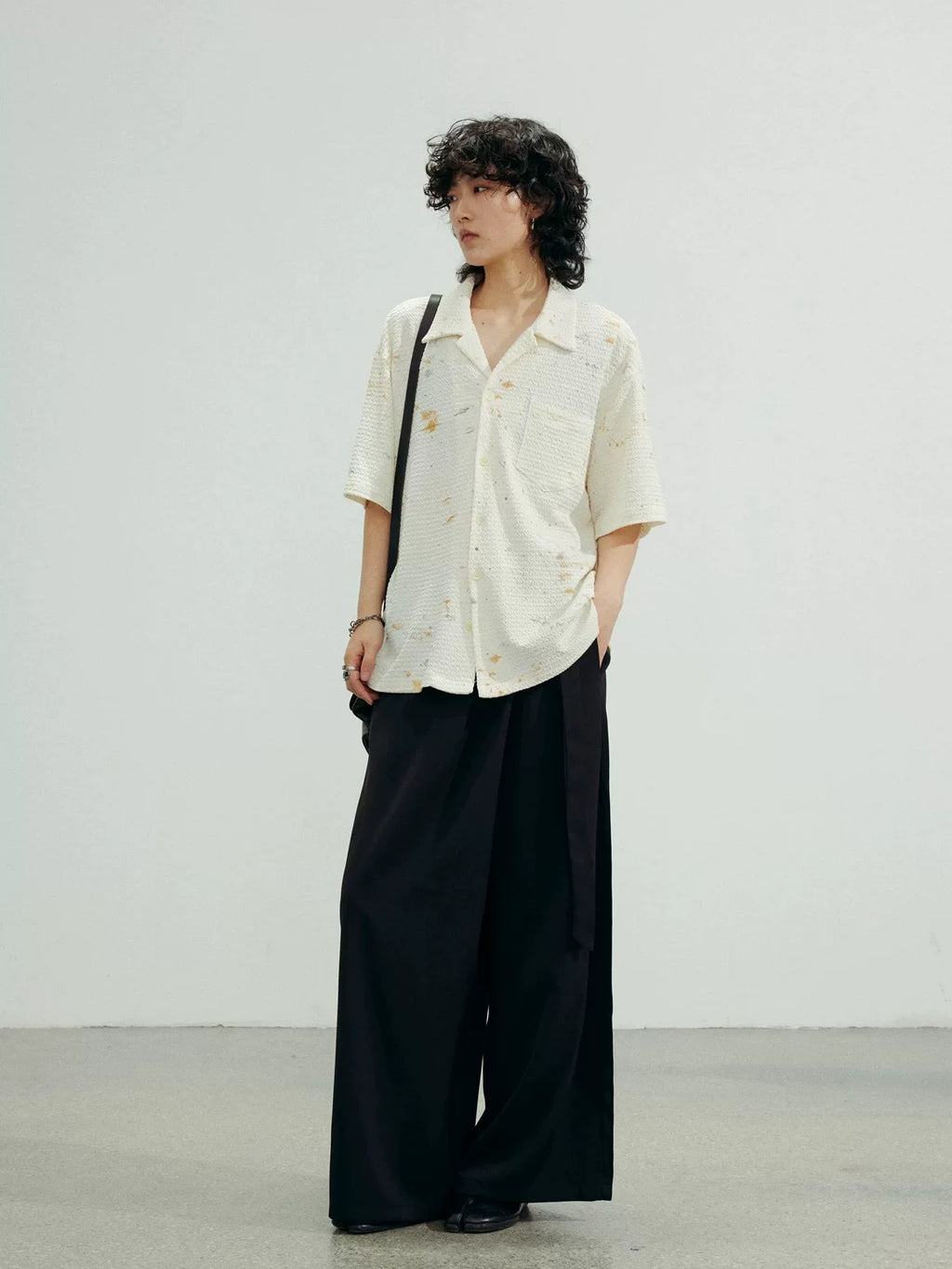 SUNYVONNE Lazy Old Ink-splashing Short-sleeved Shirt