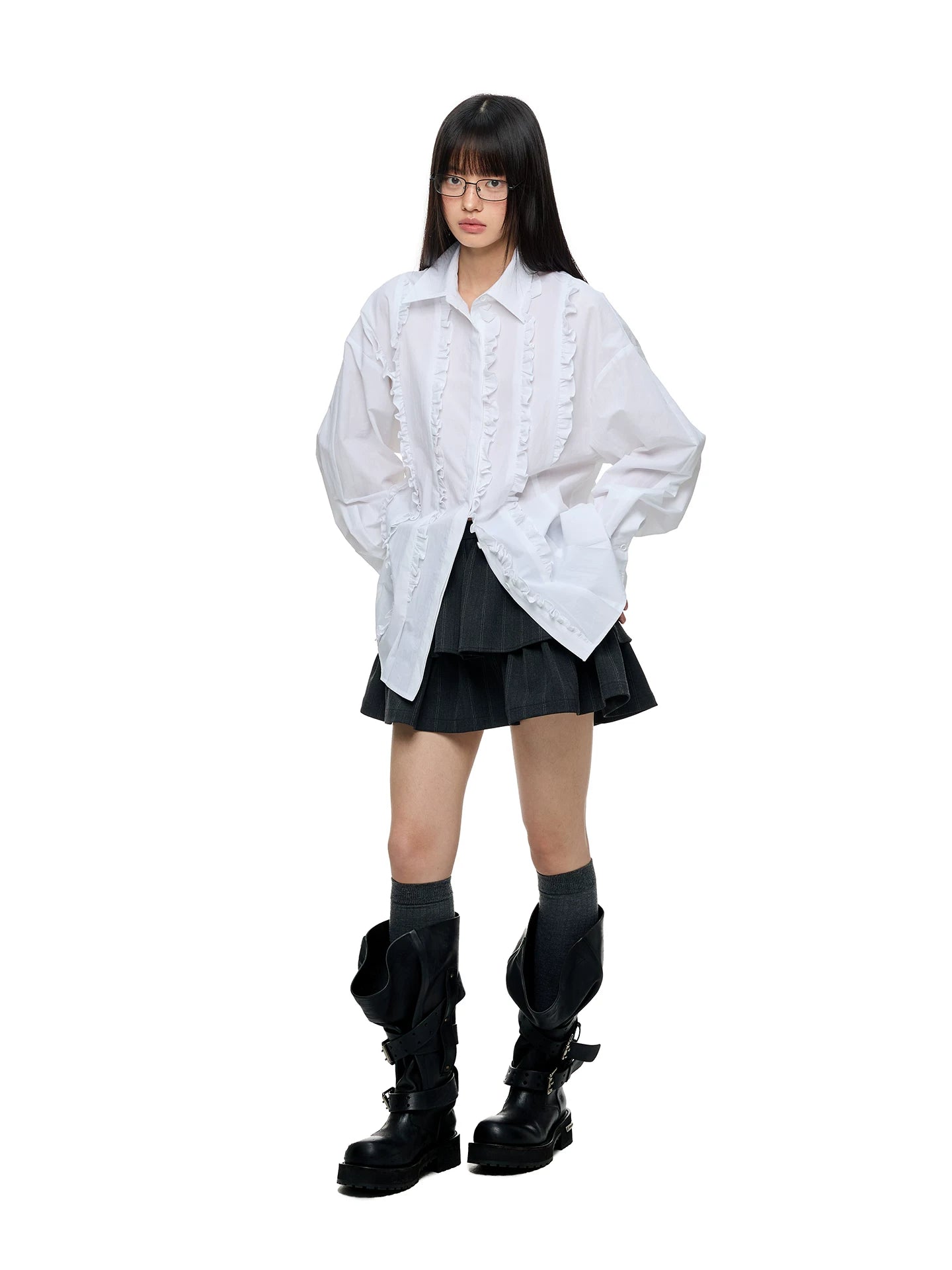 JIKOO Striped Suit Puffy Skirt