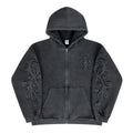 SUPER WAY Vintage Embroidered Cardigan Fleece Hooded Sweater