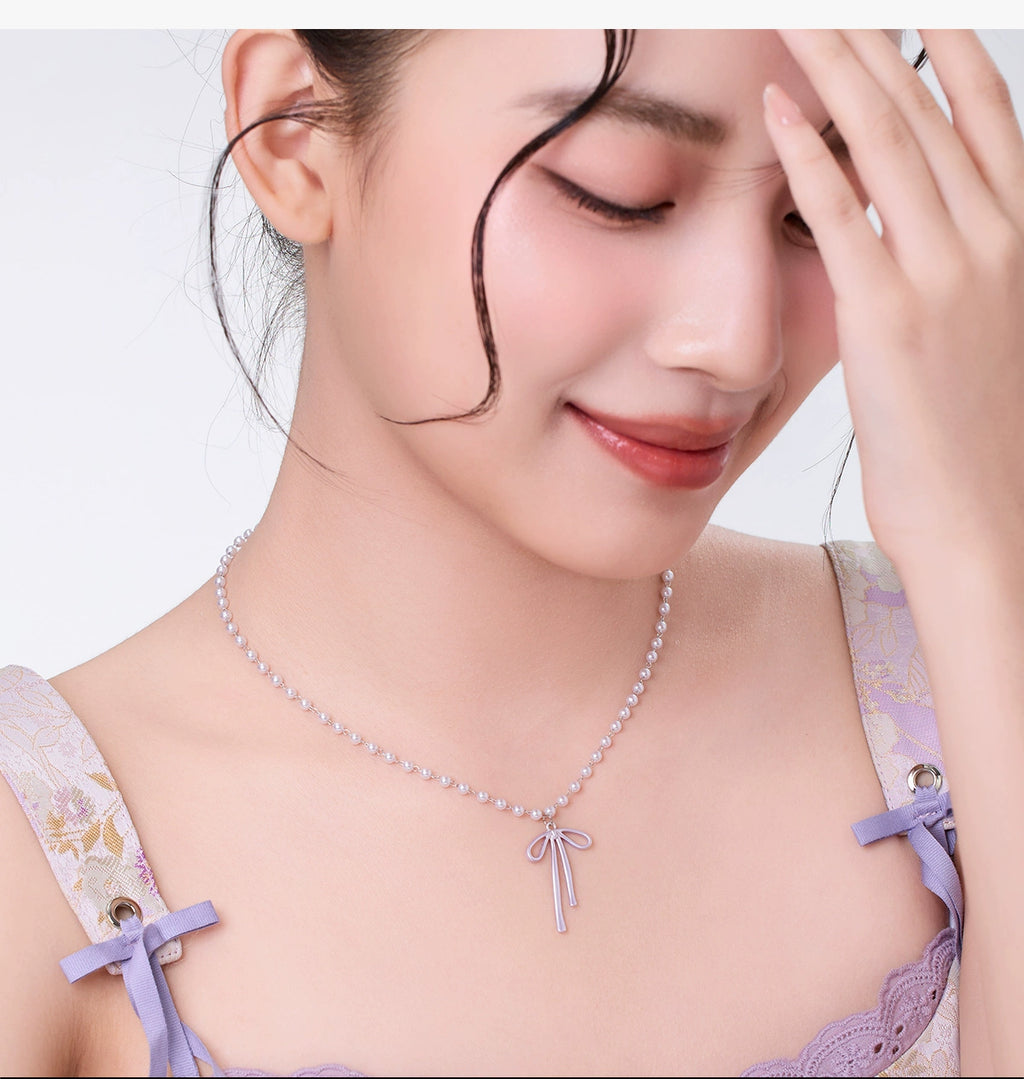 DODOGOGO Bead Chain Bow Necklace