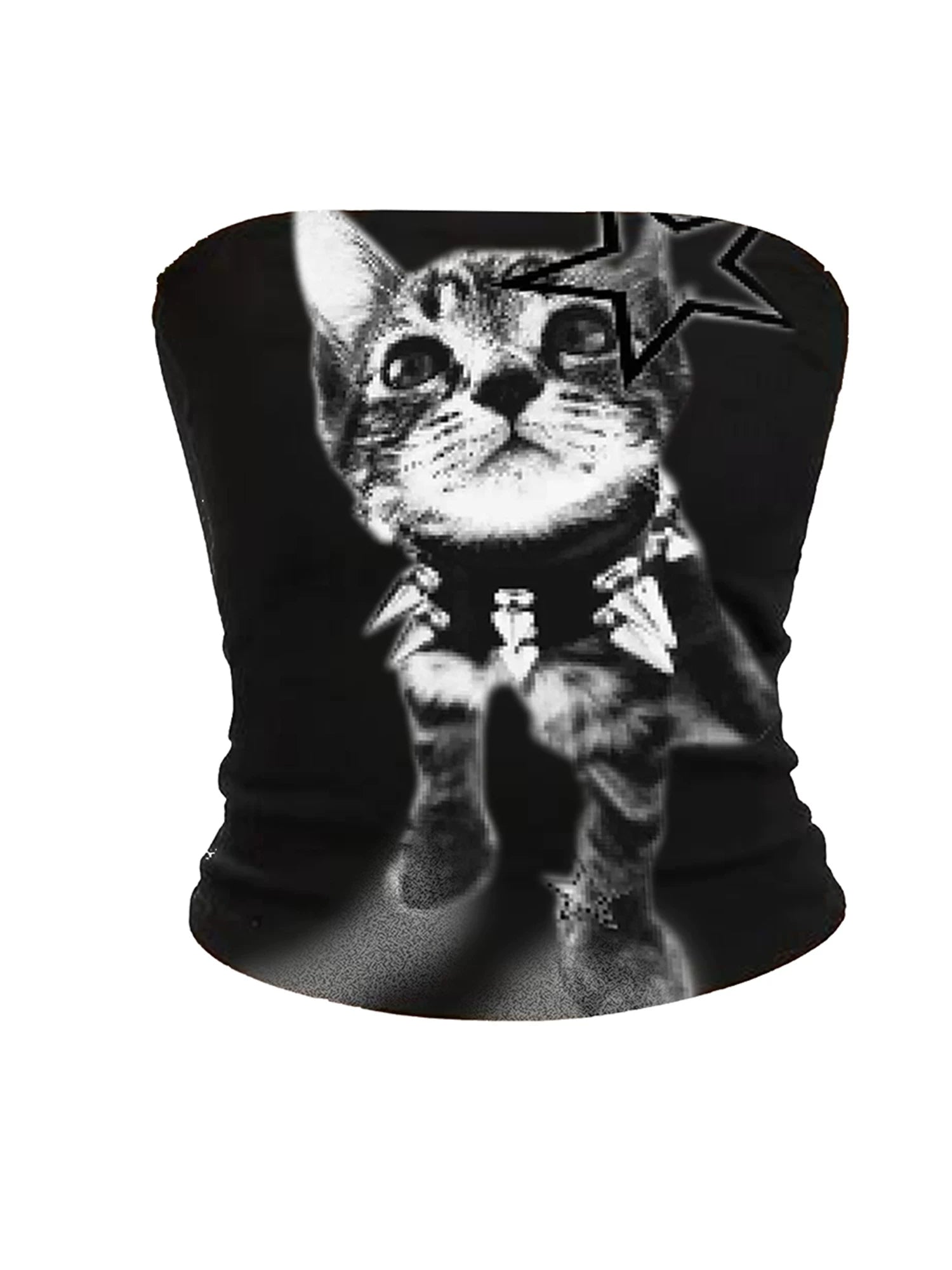 PAIKI Kitten Print Slim-fit Vest