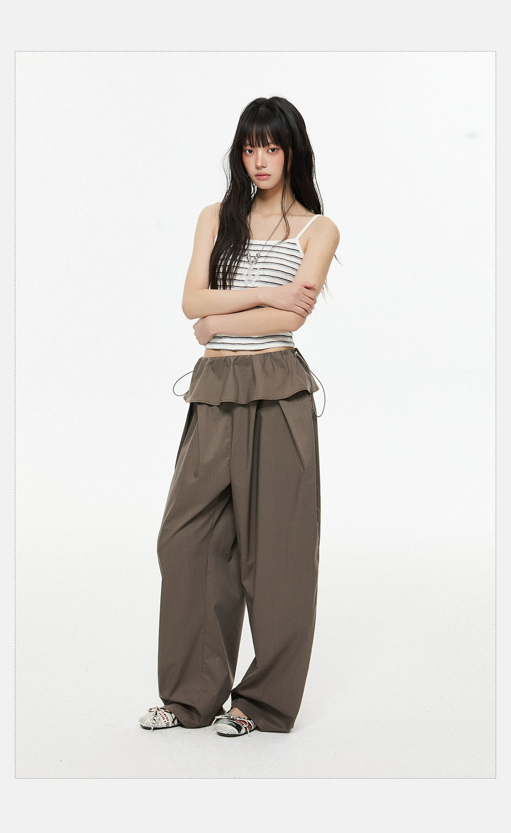 EZEK Retro Loose Wide-leg Slacks