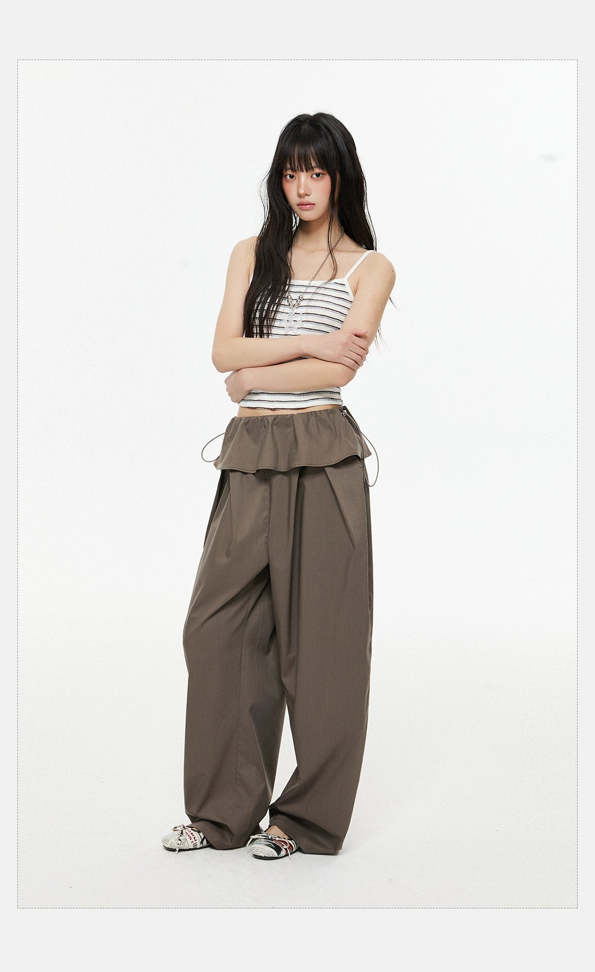 EZEK Retro Loose Wide-leg Slacks