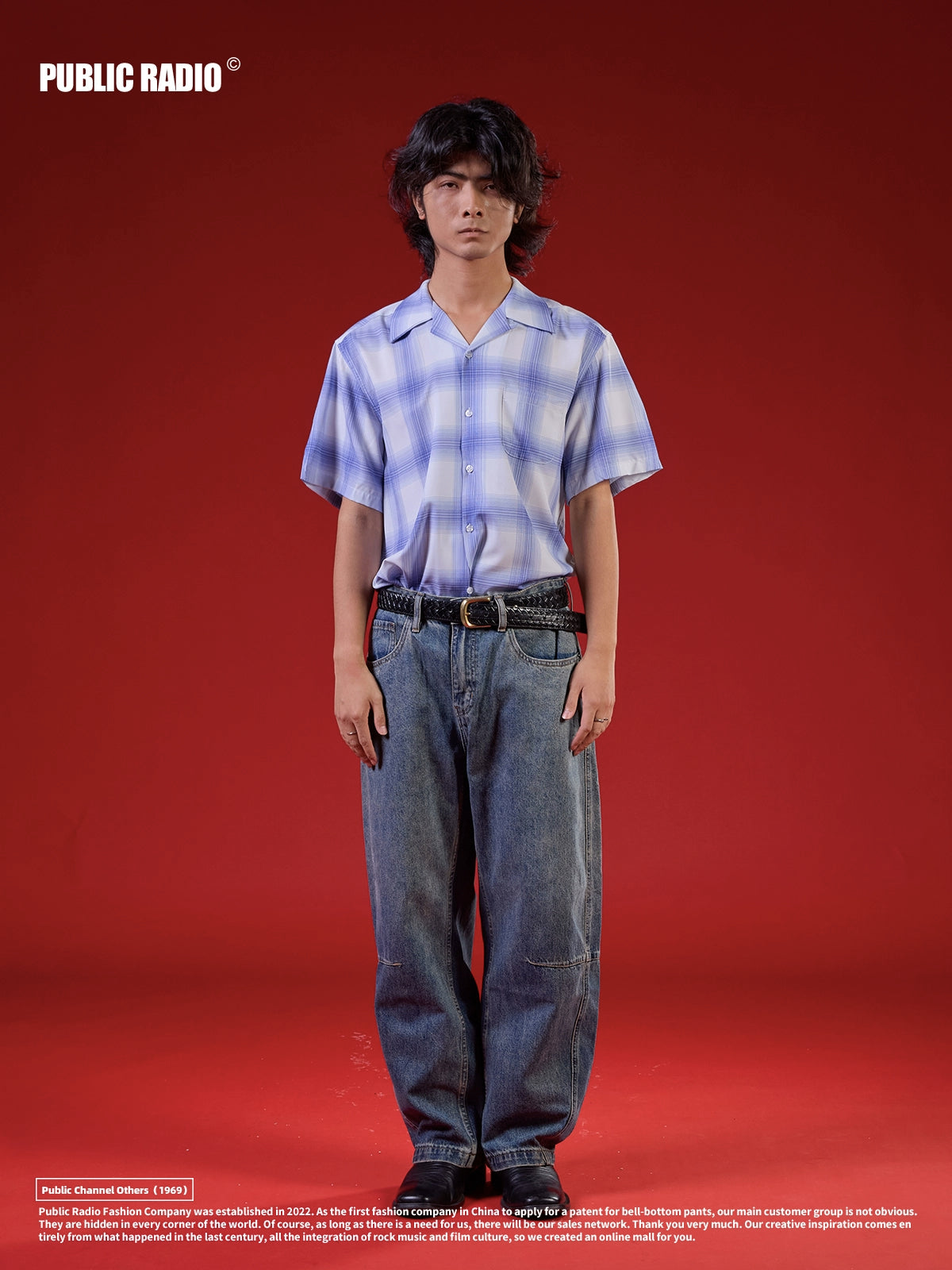 PUBLICRADIO Vintage Street Checked Loose Short Sleeve Shirt