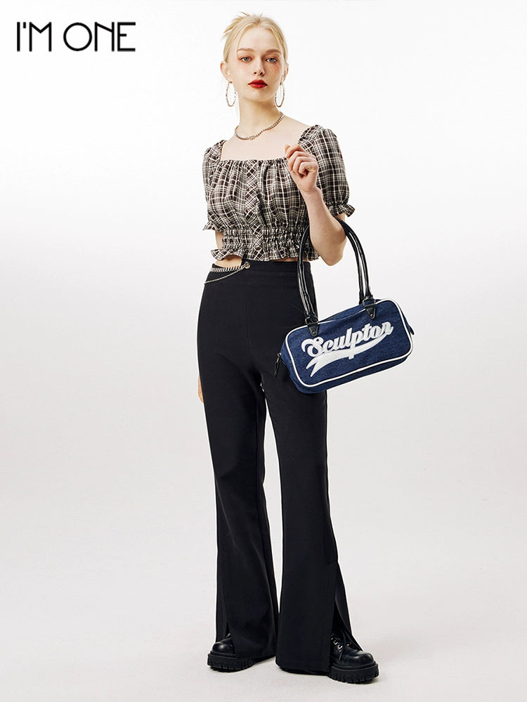 IMONE Asymmetrical High-waisted Metal Chain Micro-pants