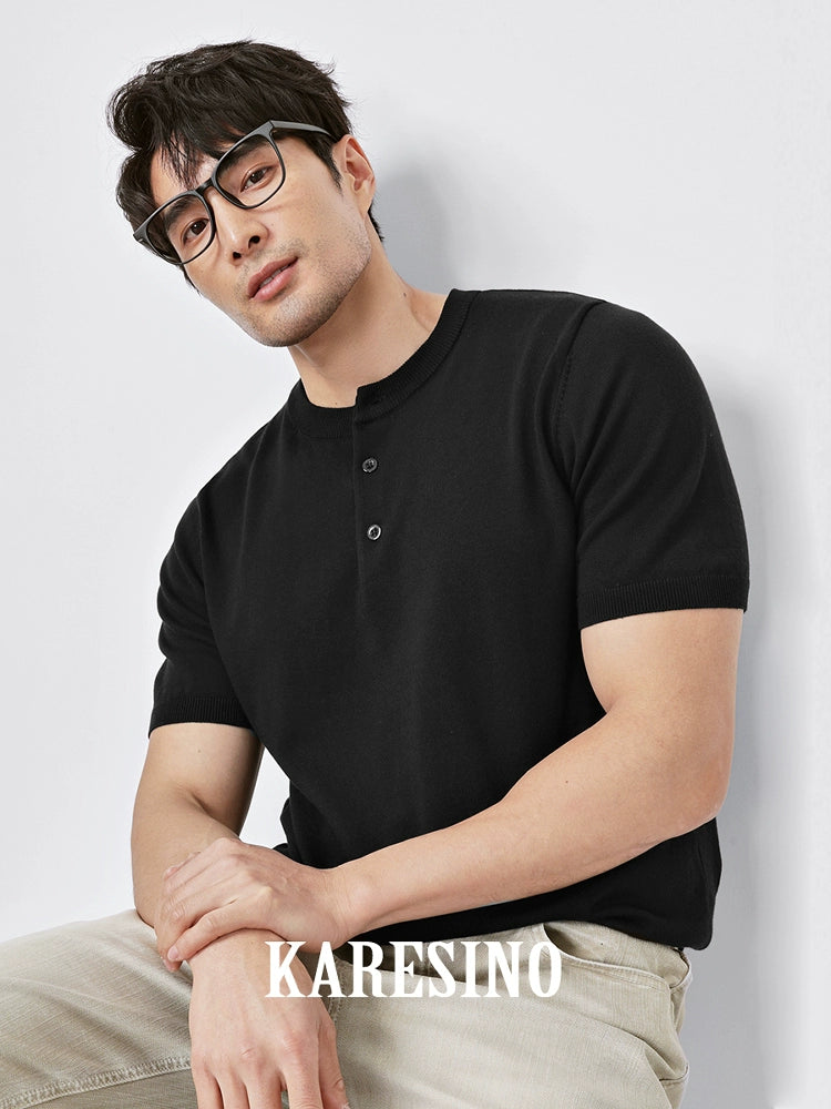 KARESINO Breathable Henry Collar Casual Tee
