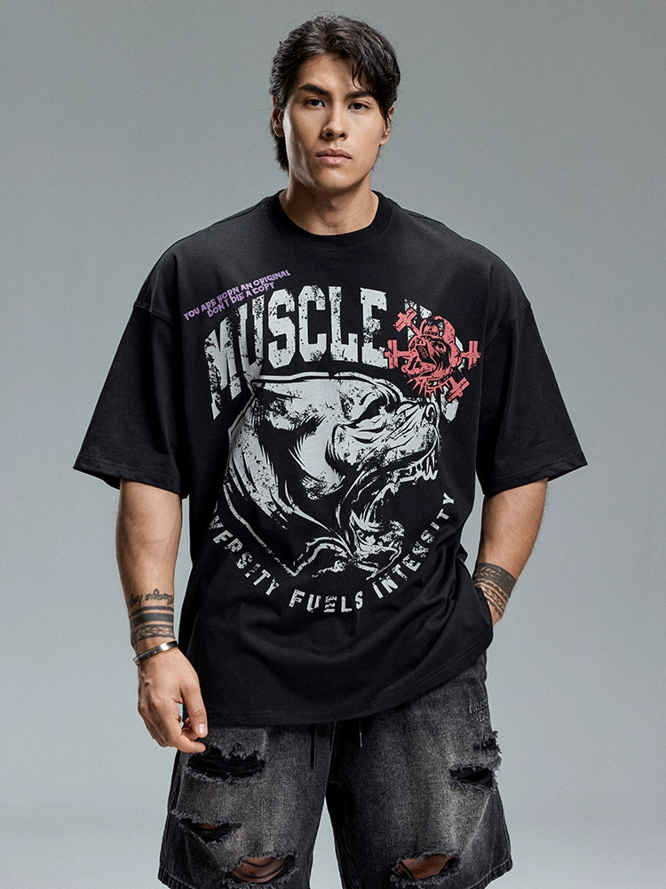 Muscle Dog Cool American Fitness Tee