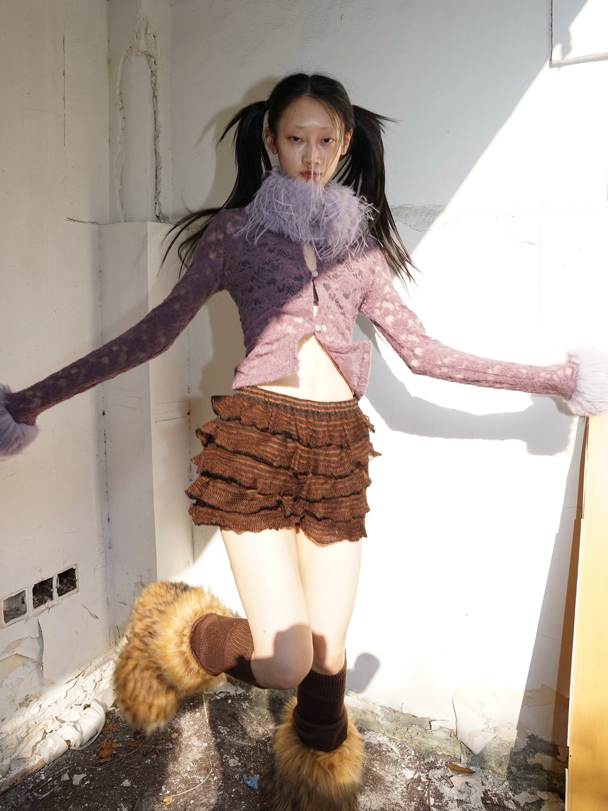 Enteralt Knitted Elastic Skinny Shorts