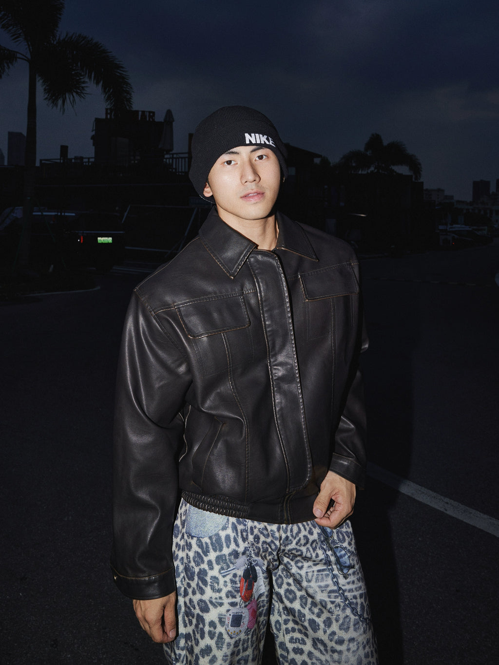 PAPASLILMONSTER Vintage Loose Leather Jacket