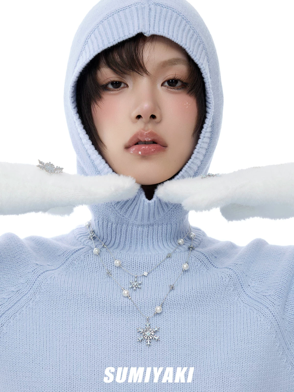 SUMIYAKI Double Snowflake Pearl Necklace