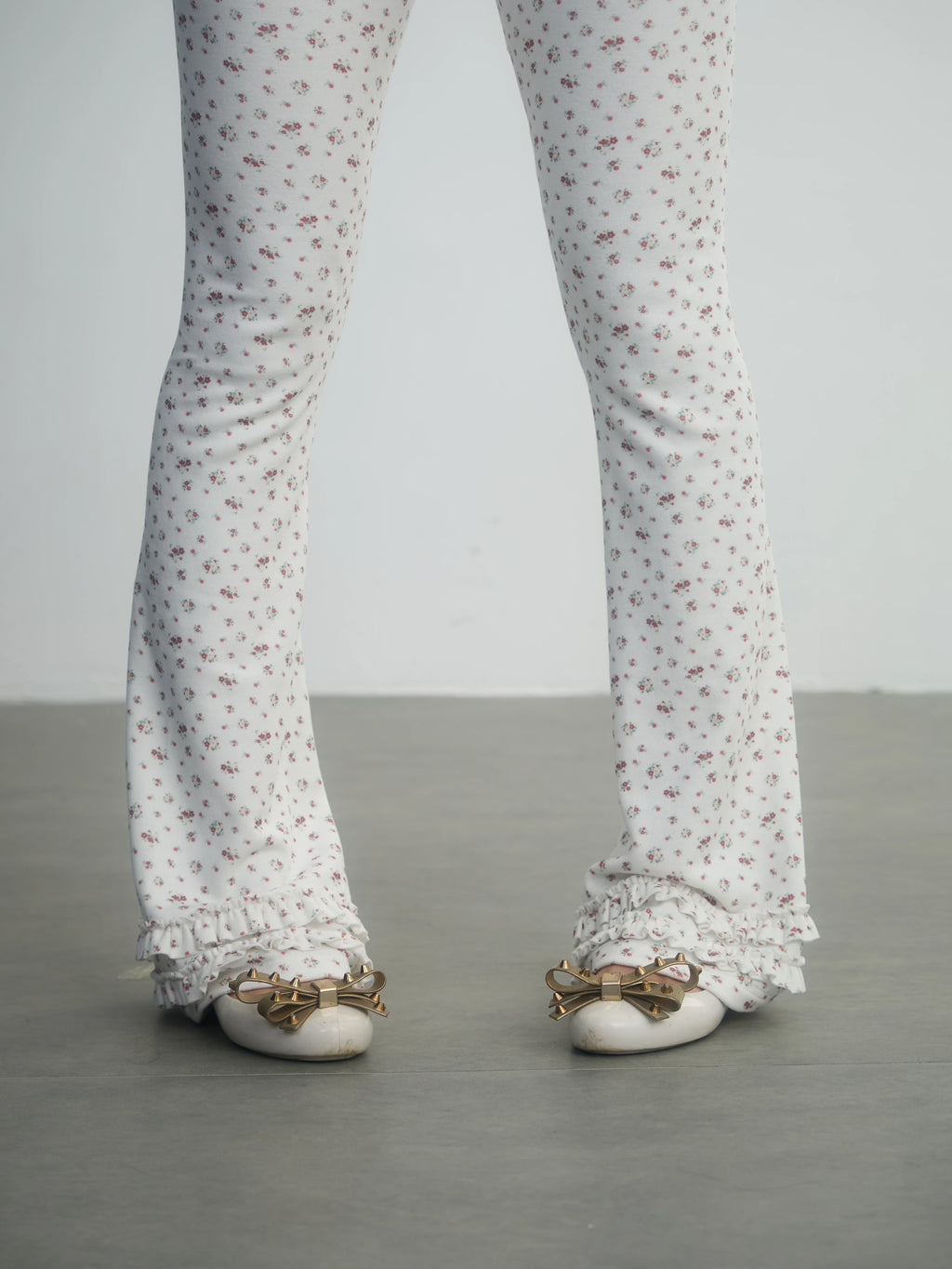 In Two Twos German Velvet Micro-flared Leggings Floral Trousers