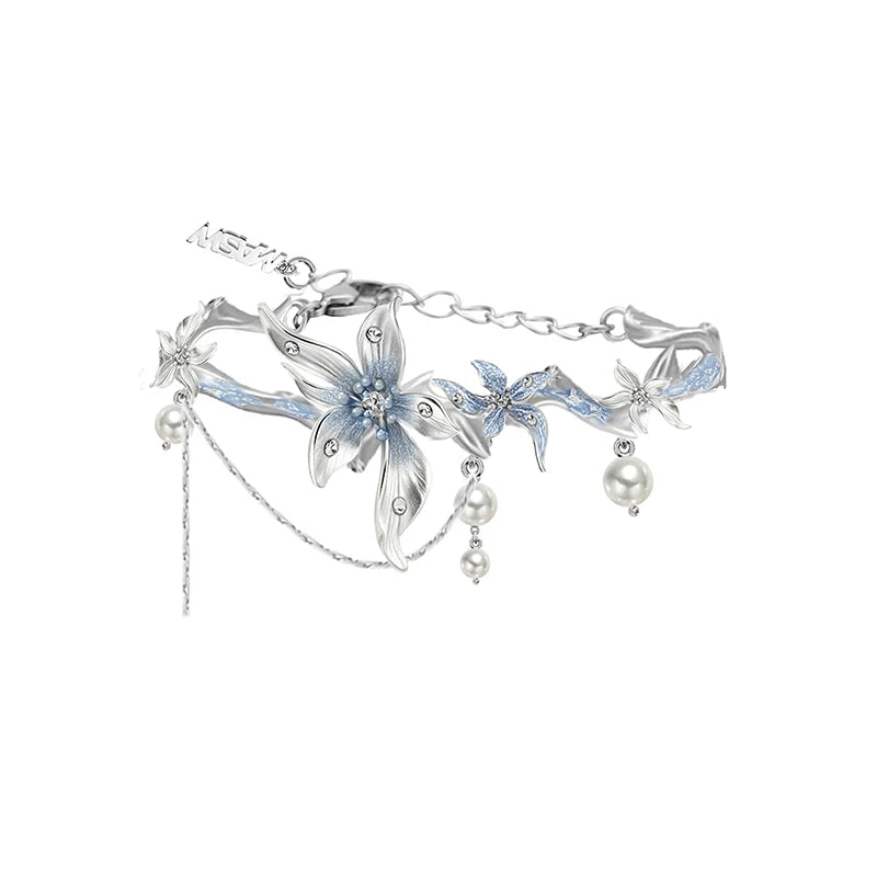 MASW Iris Pearl Enamel Haze Blue Bracelet