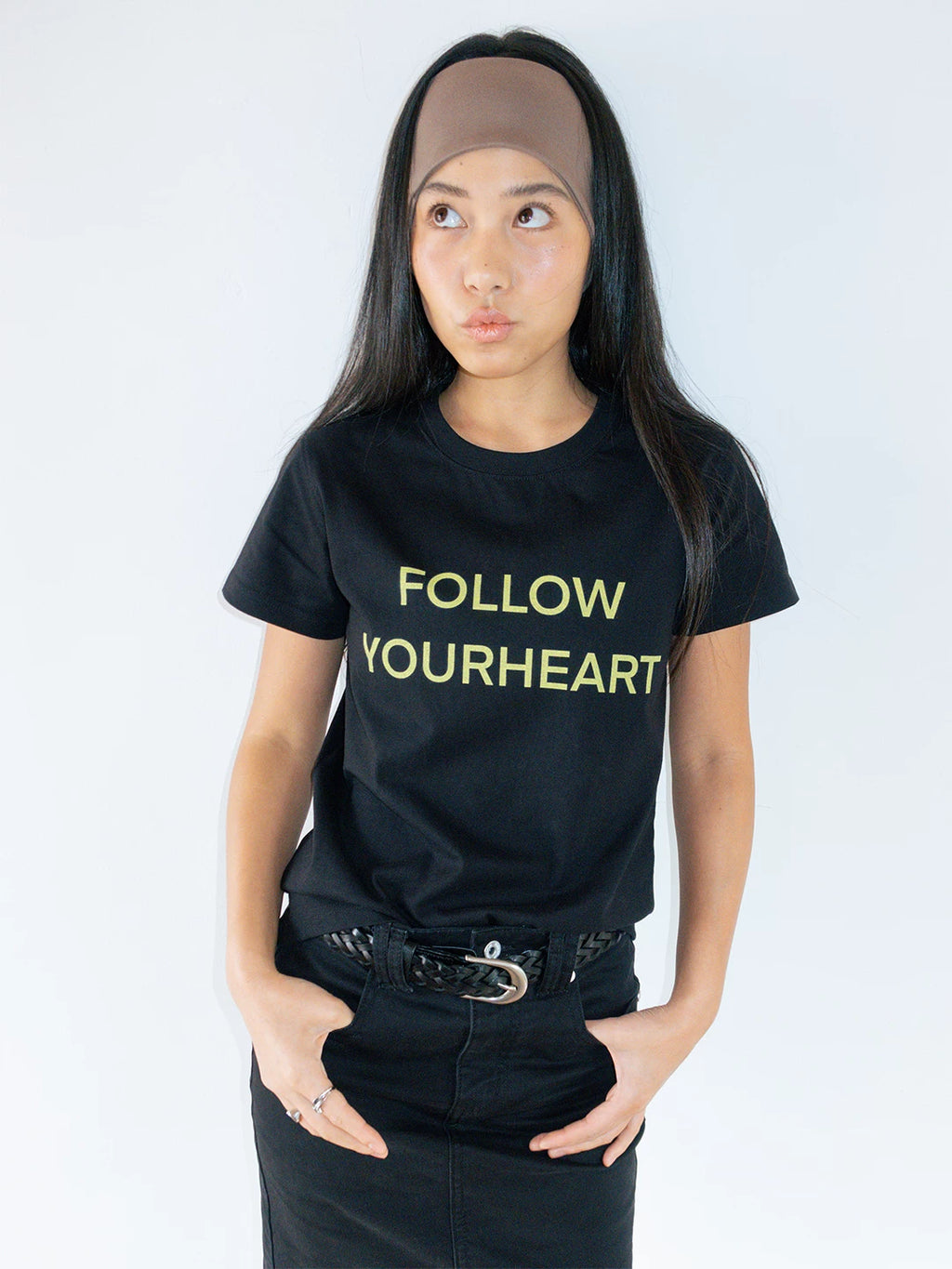 FUNKYFUN Retro Contrasting Color Slogan Simple Tee