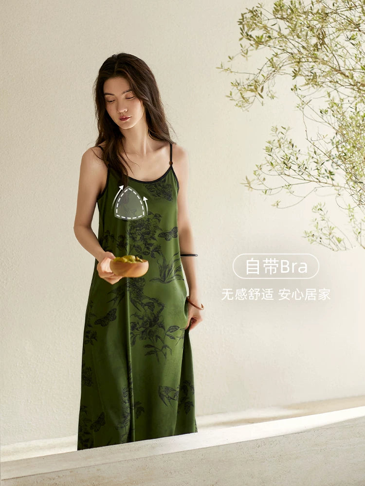 YUENEI with Chest Pad Ice Silk Thin Suspender Vest Long Skirt