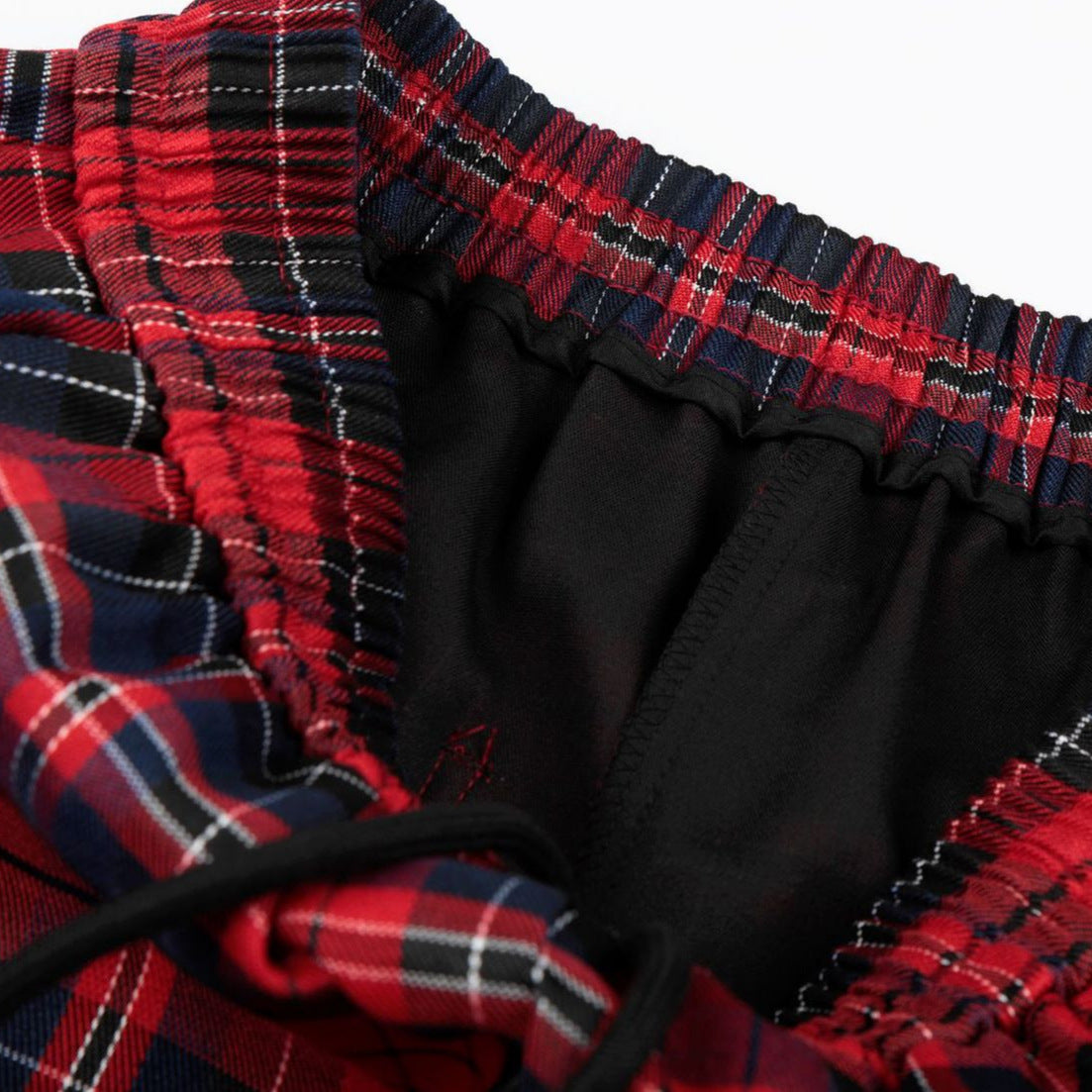 11KN Retro Plaid Drawstring Casual Wide-leg Pants