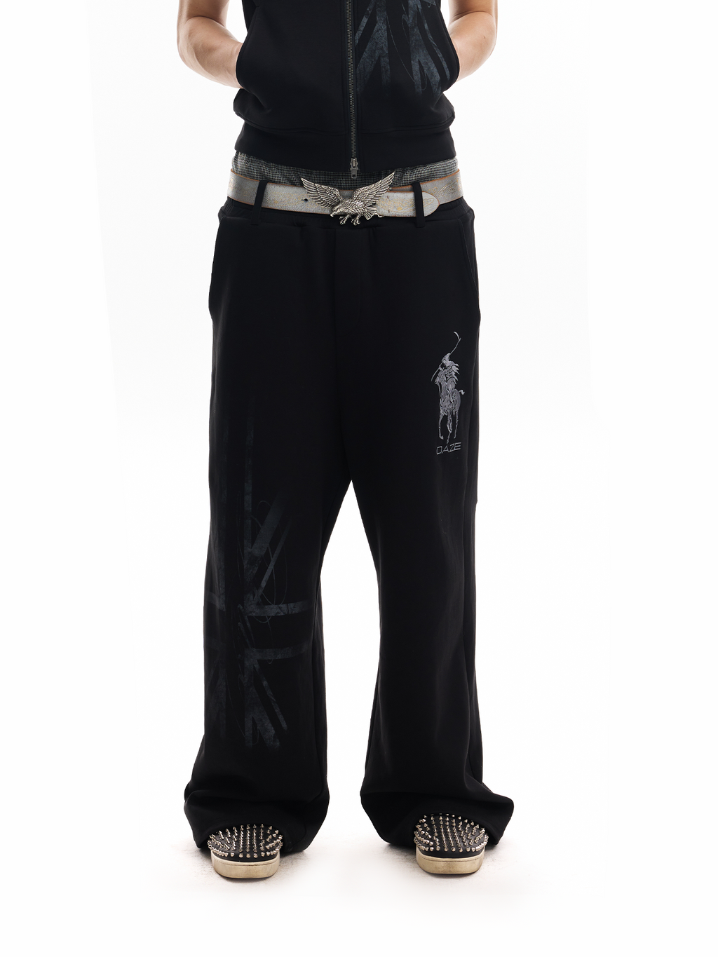 No E Mosen Embroidered Wide-leg Sweatpants