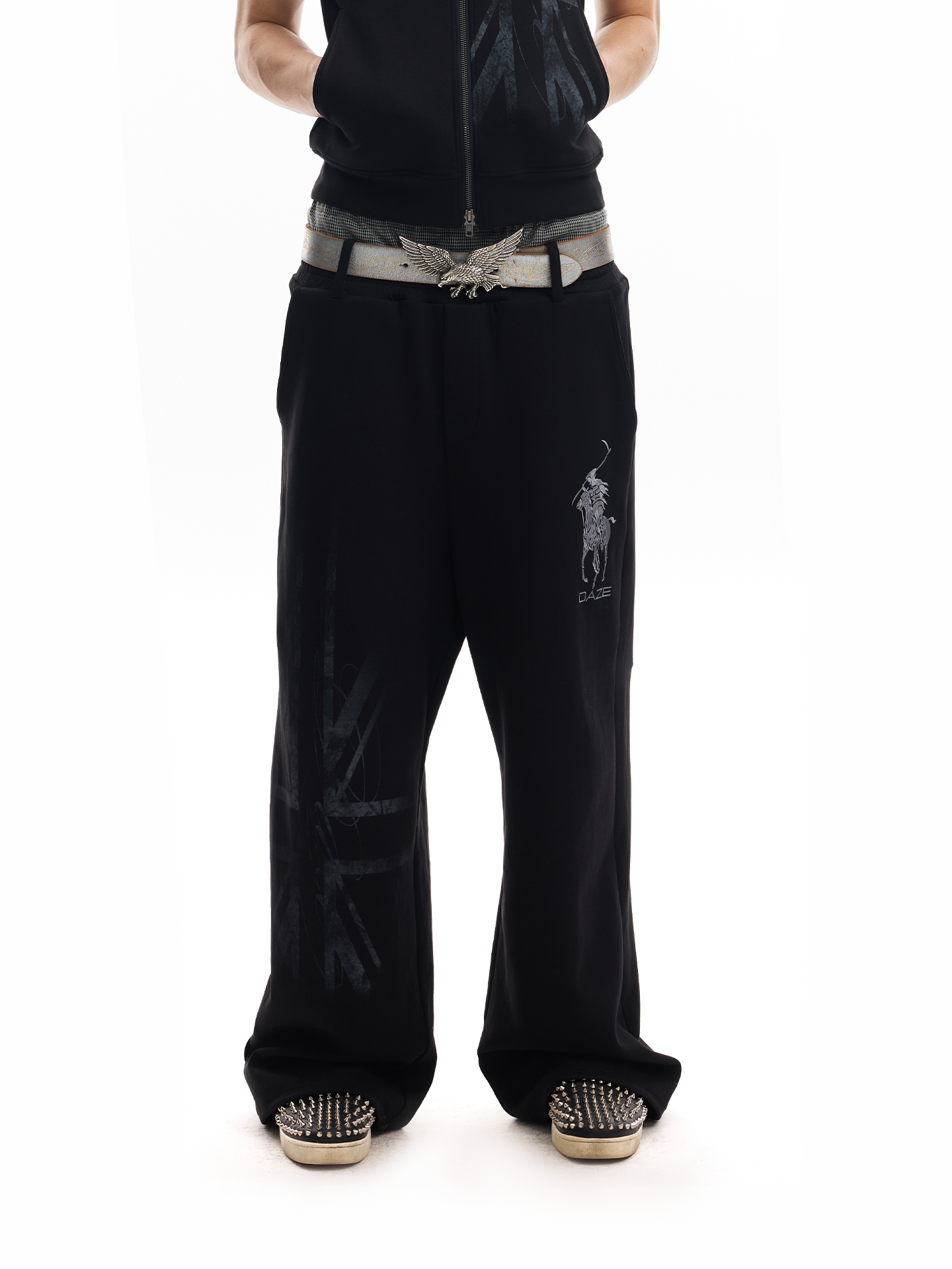 No E Mosen Embroidered Wide-leg Sweatpants