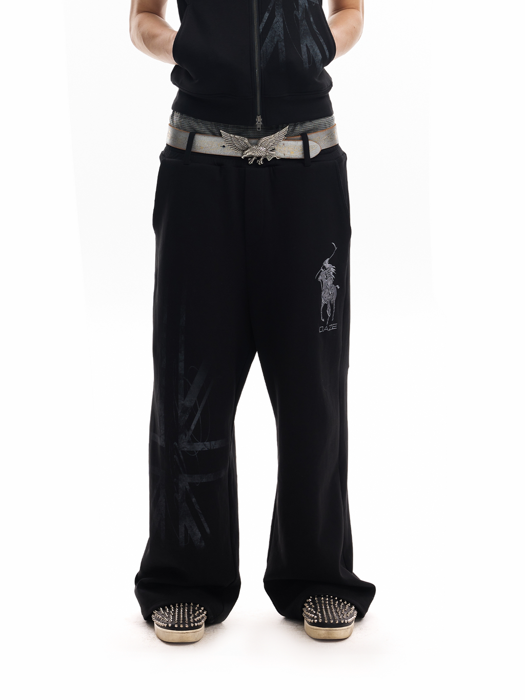 No E Mosen Embroidered Wide-leg Sweatpants