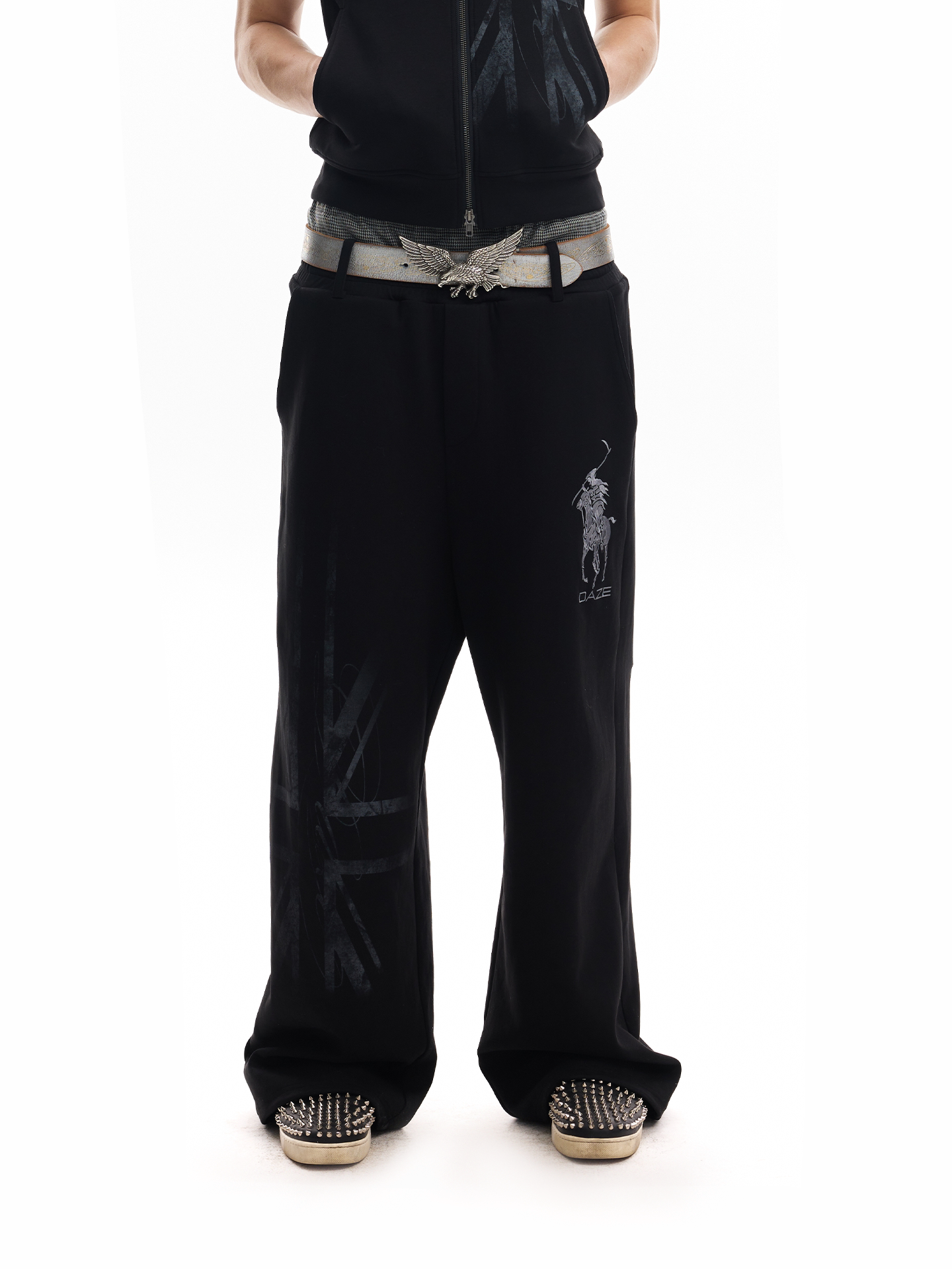 No E Mosen Embroidered Wide-leg Sweatpants