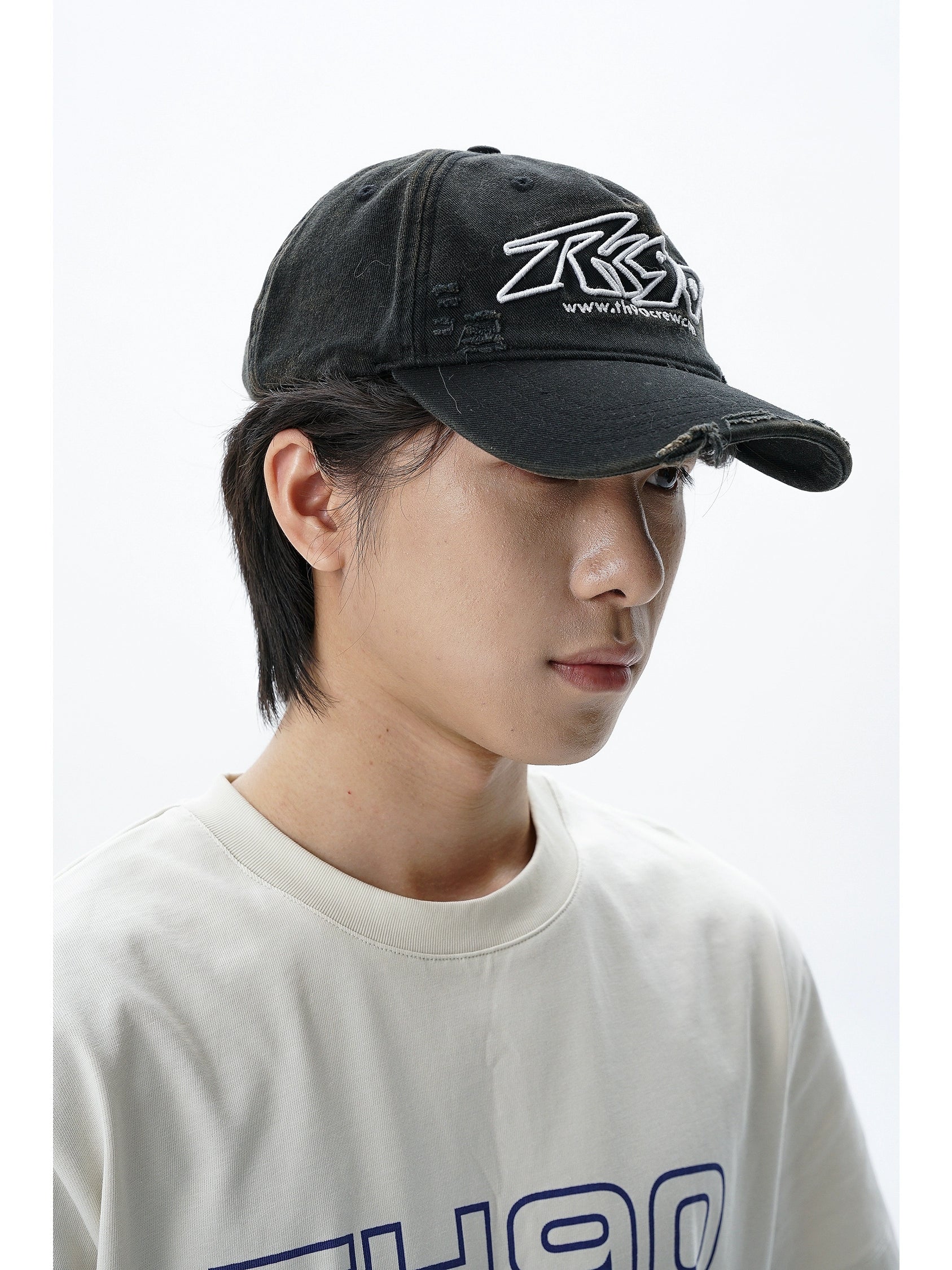 TH90 Retro Washed Three-dimensional Embroidered Cap