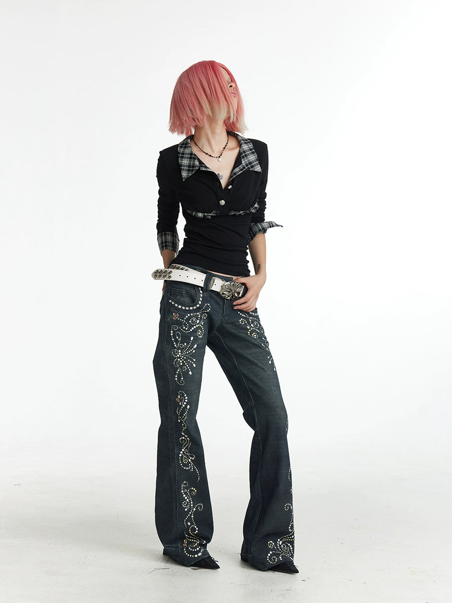 DND4DES Retro Jewel Print Horn Jeans