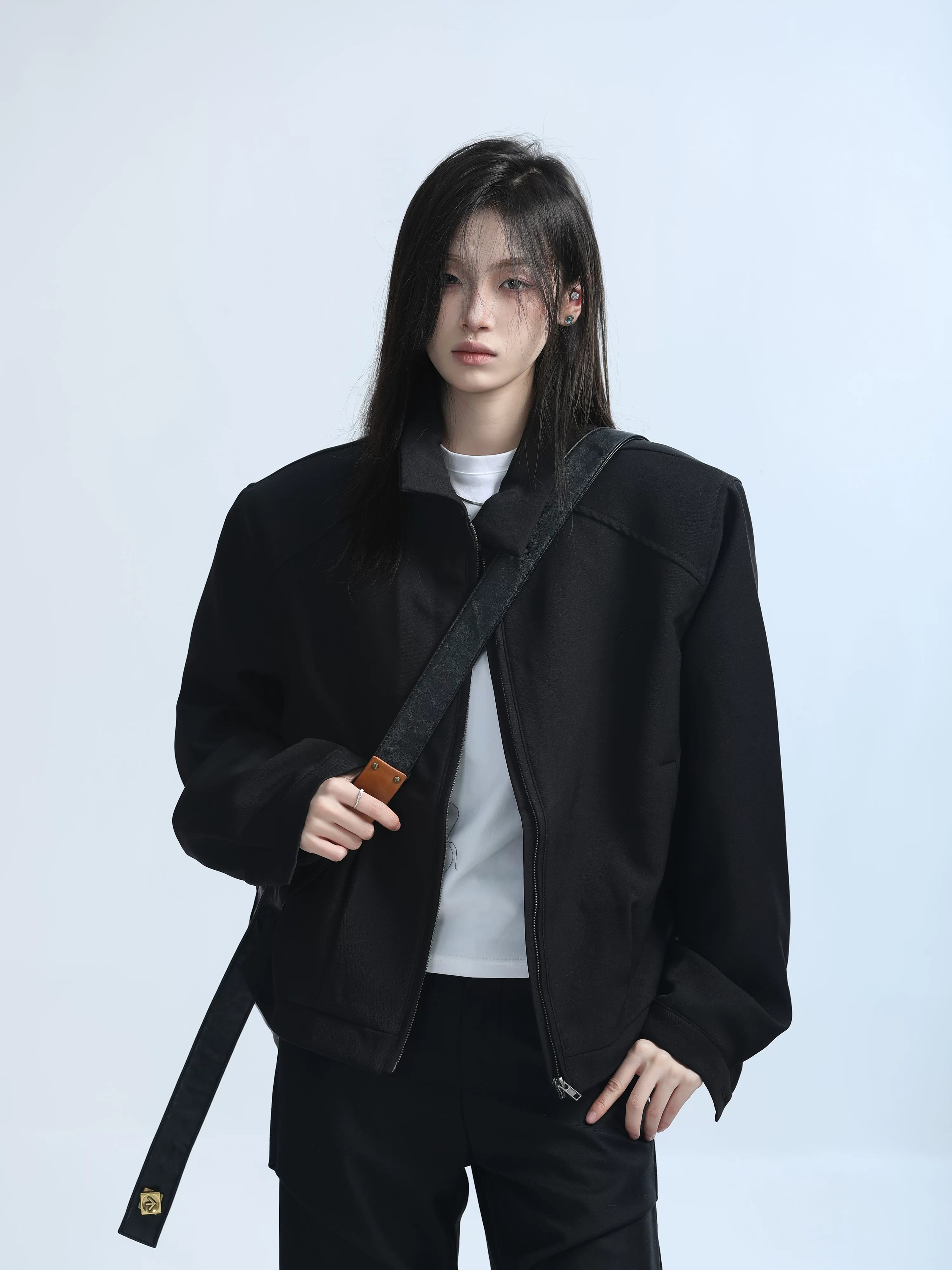 Zuocisankon Vintage Short Loose Zipper Jacket
