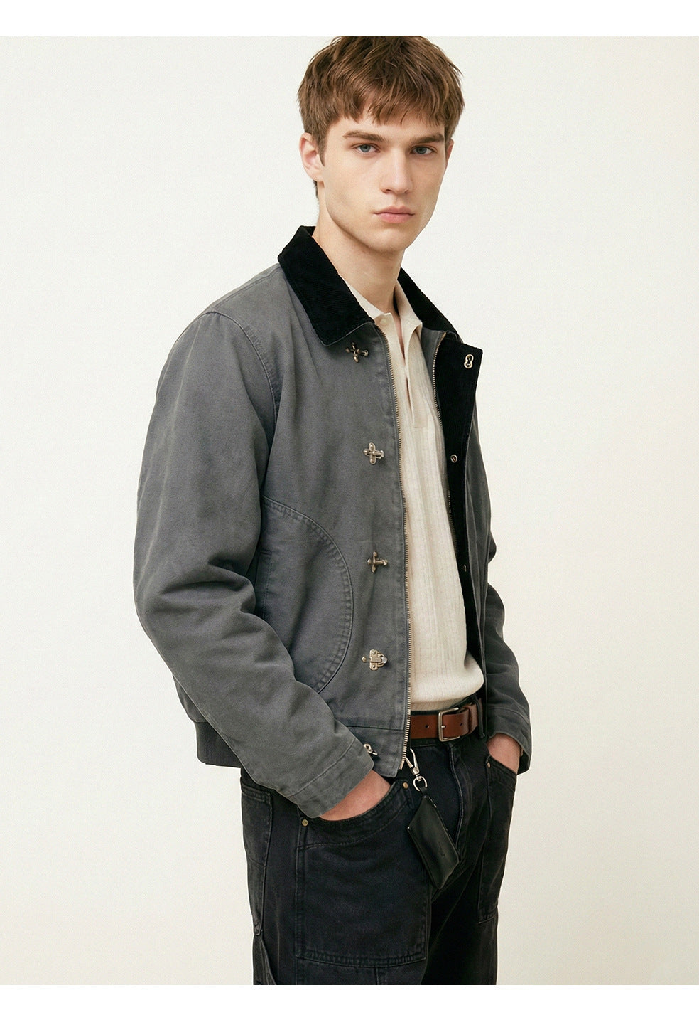 MADEEXTREME Retro Casual Color Matching Lapel Jacket